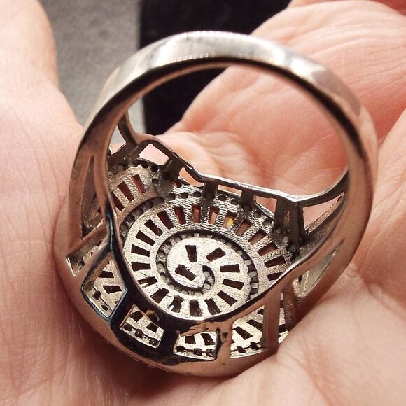 STERLING SPIRAL CRYSTALS NAUTILUS AMAZING FIBONACCI SZ. 9 RING 71 - Picture 3 of 5